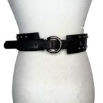 Vintage Olga Santini Wide Statement Belt S Leather Corset Style Waist Cinching Black Photo 5