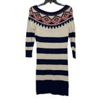 American Eagle  Sweater Dress Size Medium‎ Navy Cream Striped With Nordic Pattern Photo 7