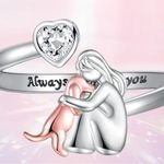 Women’s Stainless Steel Silver Dog Lover “Always with You” Adjustable Ring 7 Photo 1