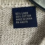 Vintage 90s Beige Linen Floral Cozy Cottagecore Knit Grandma Sweater Vest Small Tan Photo 7