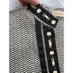 Tory Burch  Women's Black White Chevron Resort Wear V Neck Tunic Top Size 4 Photo 3