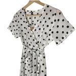 VOGUE Maxi Black White Polka‎ Dot Dress Wrap Short Sleeve NWT Medium Photo 1