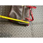 Coach Signature Zip Top Tote Shoulder Handbag F34603 Red Brown Leather Trim Bag Photo 11