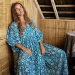 Daughters of India Kyra Maxi Dress in Ocean Blue Boho Prairie Size Medium Photo 0