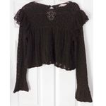 ZARA Pointelle Black ruffles top Photo 9