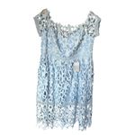Chi Chi London Bardot Lace Midi Crochet Dress Light Blue Off Shoulders NWT Sz 18 Photo 2