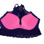PINK - Victoria's Secret  Purple High Neck Lace Bralette Size Small Photo 2