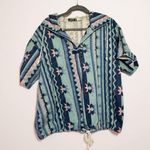 Vintage Quizz Hooded Aztec Pullover Shirt Large 1980s 100% Cotton Unisex Drawstr Pink Size undefined Photo 0