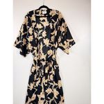 Maison Du Soir Womens Robe Black Selena Floral Kimono Wrap Waist Tie Boho L/XL Size L Photo 5