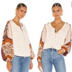 Free People NEW  Vintage Combo Light Magic Henley Blouse Small Photo 4