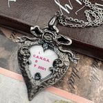 Gothic Heart Rose Pendant Necklace Brooch Combo – Y2K 2001 Silver Photo 1