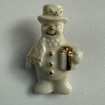 Vintage‎ LENOX China SNOWMAN Brooch Pin Gold Accents Photo 0