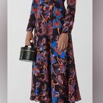Whistles Black Ruby trailing bloom midi dress size 6 Photo 2