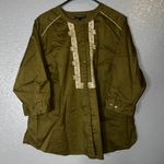 Lane Bryant  Olive Green Embroidered Button Front Tunic Top 22/24 Boho Style Photo 0