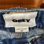 Obey  100% Cotton Juniper High Waist Loose Fit Pockets  Midi Denim Skirt size 26 Photo 13