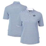 Cutter and Buck BYU  Navy Striped Virtue Eco Pique Top Women’s 1/4 Zip Petite Small Photo 0
