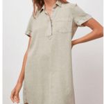 Rails  Valerie Raw Hem Shirt Dress Pistachio Acid Wash Green Tan Distressed Linen Photo 1
