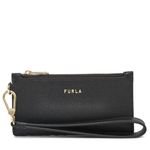 Furla  Classic Credit Card Case‎ Leather Wallet Wristlet, Black, Wrist Strap, NWT Photo 1