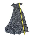 Lulus Blue White Floral Lightweight Flowy Womens Off Shoulder Maxi Dress Size Sm Photo 5