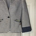 ZARA  Trafaluc Blue Striped Cropped Blazer Small Photo 5