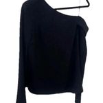 Tibi  Asymmetrical Top Black Pullover One Shoulder Long Sleeve Button Women’s 6 Photo 0