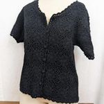 Jacklyn Smith Button Up Knitwear Black Top Small Photo 0