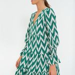 Pomander Place Tuckernuck Green Ikat Kenzo Dress Tiered Bell Sleeve Zig Zag XXXL Size undefined Photo 3