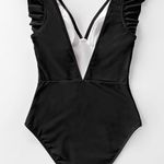 Cupshe Black Ruffled Swimsuit Photo 1