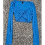 SheIn  Women's Blue Long Sleeve Twist Front Top Size XS - 2 Photo 4