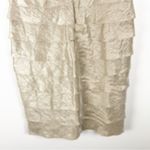 Adrianna Papell Champagne Gold Tiered Ruffle V-Neck Cap Sleeves Dress Size 14W Photo 7