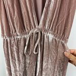 Reformation  Pink Velvet Jumpsuit Deep V with waist Drawstring Photo 6