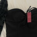 Cupshe NWT  Black Dress with Velvet Long Sleeves Photo 3