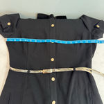 Calvin Klein Women's Dress Size 8 Black Gold Button Front Snakeskin Belt Photo 4