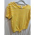 Old Navy  Womens Striped Tie Front T Shirt Top Yellow White Casual‎ Photo 1
