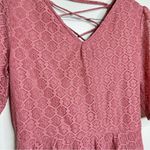 Love, Fire  Fit and Flare Dress Woman’s size large Lace up back Dusty Rose Photo 1
