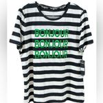 Karl Lagerfeld PARIS Bonjour Striped Tee L 21.5” p2p Black/White NWT Photo 1