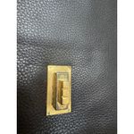 Pour La Victoire ‎ Black Leather Clutch Bag Gold Hardware Vintage Photo 4