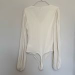 EXPRESS  Cream Ivory V Neck Balloon Long Sleeve Bodysuit (S) Photo 1