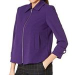 Calvin Klein blazer jacket women's 12P zip front scuba crepe crop purple career Photo 0
