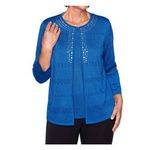 Alfred Dunner Blue Ombre Two for One Embellished Jewel Sweater Top Small NYE Photo 4