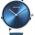 Bering Unisex Luxury Watch Blue Mesh Stainless Adjustable Bracelet Blue Dial NIB Photo 0