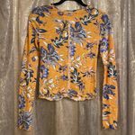 Free People Dreamed of You Floral Ruched Long Sleeve Top in Honey Combo, S NWT Photo 2