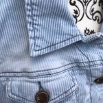 Lane Bryant Cropped Light Wash Railroad Stripe Stretch Denim Jean Vest 18 Photo 4