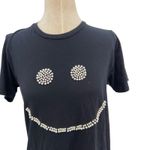 Lauren Moshi Pearl Smiley Face Tee Shirt T-Shirt Short Sleeve Black Size Small Photo 4