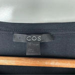 COS Black Long Sleeve Peplum Tiered Hem Mixed Media Shirt Size Large Photo 4