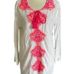 Lilly Pulitzer White & Pink Embroidered Amelia Island Tunic Women Medium | 67-4 Photo 0