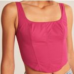 Abercrombie & Fitch Abercrombie corset crop top poplin barbie pink adjustable straps asymmetrical Photo 8