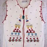 kim rogers Kim Rodgers White Beaded Reindeer Snowman Ugly Christmas Sweater Vest Medium Photo 0
