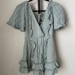 Saints + Secrets Saint + Secrets Green Ruffled Mini Dress Size Small Photo 0