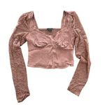 Wild Fable Womens Crop Top Small Sweetheart Neck Long Lace Sleeves Y2K Sexy Soft Photo 0